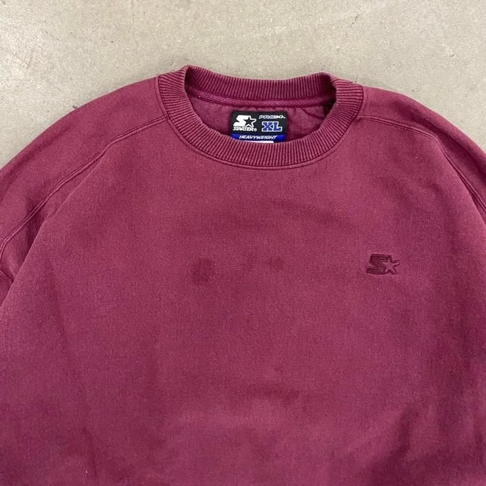 Vintage 90s Starter Heavyweight Burgundy Blank Crewneck Size XL - Picture 2 of 5